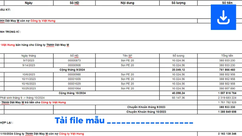 120+ Mẫu File Đối Chiếu Công Nợ Tự Động, Chuẩn Pháp Lý | taifilemau.com