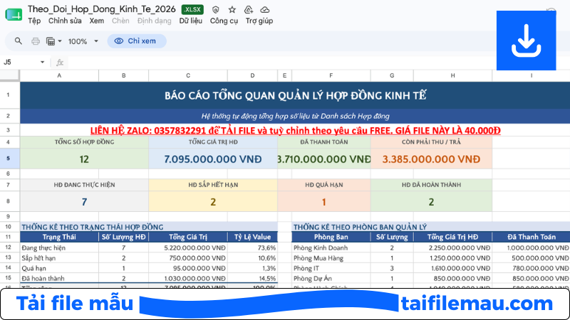 Cách tạo file quản lý hợp đồng bằng Excel tự động cảnh báo hết hạn [Tải Mẫu Free]